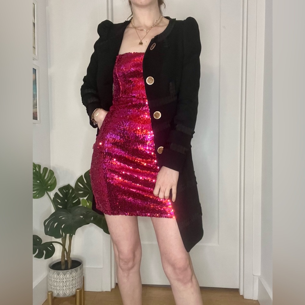 ✨SALE✨ Zara pink sequin mini dress with red accents Valentine's Day